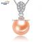 2016 nice design 9-10mm round pink freshwater womenpearl pendant