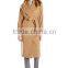 2015 Winter Ladies Shawl Collar Coats Calf -Length Boutique Wool Coats With Self-tie