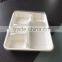 Sugarcane bagasse 5-compartment food container with PET lids