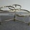 Cantilever design home furniture metal round glass coffee table with iron frames