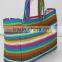 Multi color stripe print tote bag - 340 gsm laminated jute - 14 x 15 weave high quality jute fabric