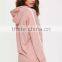 Hot Sale Pink Stripe Hoodies Drop Shoulder Custom Color 100% Cotton And Piping Running Short Pyjamas Set