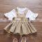 Two piece set female baby strap skirt baby white short sleeve T shirt little girl suit clothes