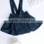 Floral top clothes long sleeve shirt match dark green suspender skirt and hat 3pcs for children