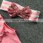 girl boutique outfit ruffle bottom pants for baby girls cheap wholesale ruffle clothing pink stripes with matching headband