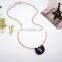 Classic vintage shell shaped wood pave sapphire pendant necklace