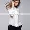 Fashion career design round neck long sleeves white crepe fabric tendy fashion shirt tops