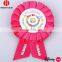 Factory handmade 100% polyester award ribbon rosette for celebration