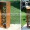 Laser cut corten steel column sign for landscape architecture