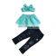 Ladies in Europe and the United States woven high-quality cotton rubber jacket denim holes stretch pants + headband set of three