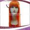 cheap orange color straight synthetic hair party wigs with neat bang