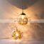 Creative Modern Clear Glass Pendant Light Globe Round Ball Ceiling Hanging Lamp With Metal Silver Flower Chandelier