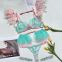 Feather Underwear Chain Splice Mesh Lace Transparent Bra and Thong Garter Lingerie Set