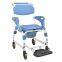 Hige-Quality Folding Aluminum Commode Chair Shower Wheelchair with 4-Inch Wheel for Disable Elder