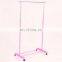Heavy Duty Stainless Steel  Garment Single Rail Adjustable Clothing  Rolling Pink Lady Coat Laundry Drying Rack