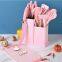 Kitchen Accessories Home and Kitchen Cookware Sets with wooden handle and cuttings board storage bucket kitchen gadget set