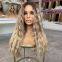 Ash Blonde Highlights Loose Deep Wave Virgin Roots 180% Ombre Human Hair Full Lace Wig for Women 13X6 HD Lace Frontal Wigs