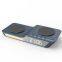 Dual mobile phone wireless charger 10W Desktop Fast charging with Alarm Clock  Bluetooth speaker