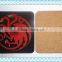 Promotional logo custom blank waterproofing wood cup mat mdf cork coaster