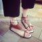 2016 European and American style summer new simple flat thong word buckle flat sandals