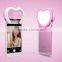 clamp type heart shape face beauty mobile phone selfie enhancing led flash light with makeup mirror