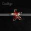 Fashion Jewelry Charming Red Crystal Flower Cuff-Link Gold Ladies Party Wedding Gift Promotion Apparel Accessories