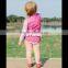 (SM104#pink )2-6T Berry striped and polka dot long sleeve rash guard bikini for children clothing