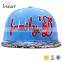 Simple cheap custom floral flat brim 3D embroidery snapback cap