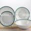 Turkish fine porcelain round cheap nice dinner set with gold line decal