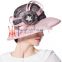 Pink Sinamay Church Hat With Black Lace For Girls