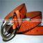 High quality cowhide fashion leather with hole pertern genuine leather belt