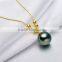 Valentines Gift 9-10mm Black Tahitian Pearl Pendant 2016 Modern 18k gold Pendant