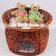 Cheap luxury round house rattan cat house with cotton mat