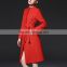 Women Autumn Winter Wool Coat Elegant Ladies Stand Collar Thicken Medium-Long Woolen Red Trench Women Slim Blend Coats