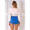 Guangzhou women clothing ruffle raglan tops designer blouse patterns