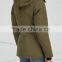 Wholesale Ladies Apparel Drawstring Hood Front Pockets Army Green Shell Parka(DQE0372C)