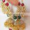 Red Green pearl hoop bollywood gold tone dangler jhumka EARRINGS