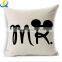 Good quality cotton square cartoon letter pillow cover