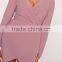 Plus Size Silky Wrap Midi Dress Purple Lust Worthy Slim V-neck Women Dress