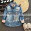 2017 Spring fancy baby jeans blouse embroidery baby blouse