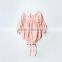 Baby Boutique Clothes Soft Infant Soild Pink Long Sleeve Bodysuit Baby Girls White Peter Pan Collar Romper Jumpsuit
