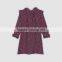 Ruffled at neck and cuff, ladies round neck and long sleeve dress