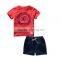 Wholesale summer cotton printing boys kids clothes clothing set