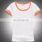 Girl's round-neck t-shirt with short sleeves and color end for collar and sleeves