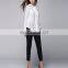 Fashion career design round neck long sleeves white crepe fabric tendy fashion shirt tops