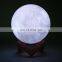 3D Printed plastic 16 Colors cordless RGB sensor motion LED Lunar Moon lamp