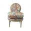French Louis XVI Reproduction,wooden round back armless Upholstery Chair, Multicolored Upholstery Chair
