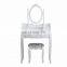 Furniture Dressing Table 4-Drawer Makeup Dresser Set with Stool & Oval Mirror