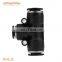 PEG pneumatic 3 way t-shaped reducing hose connector quick connect plastic Joints t shape pipe fitting