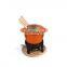 Cast iron chocolate fondue pot set person with forks